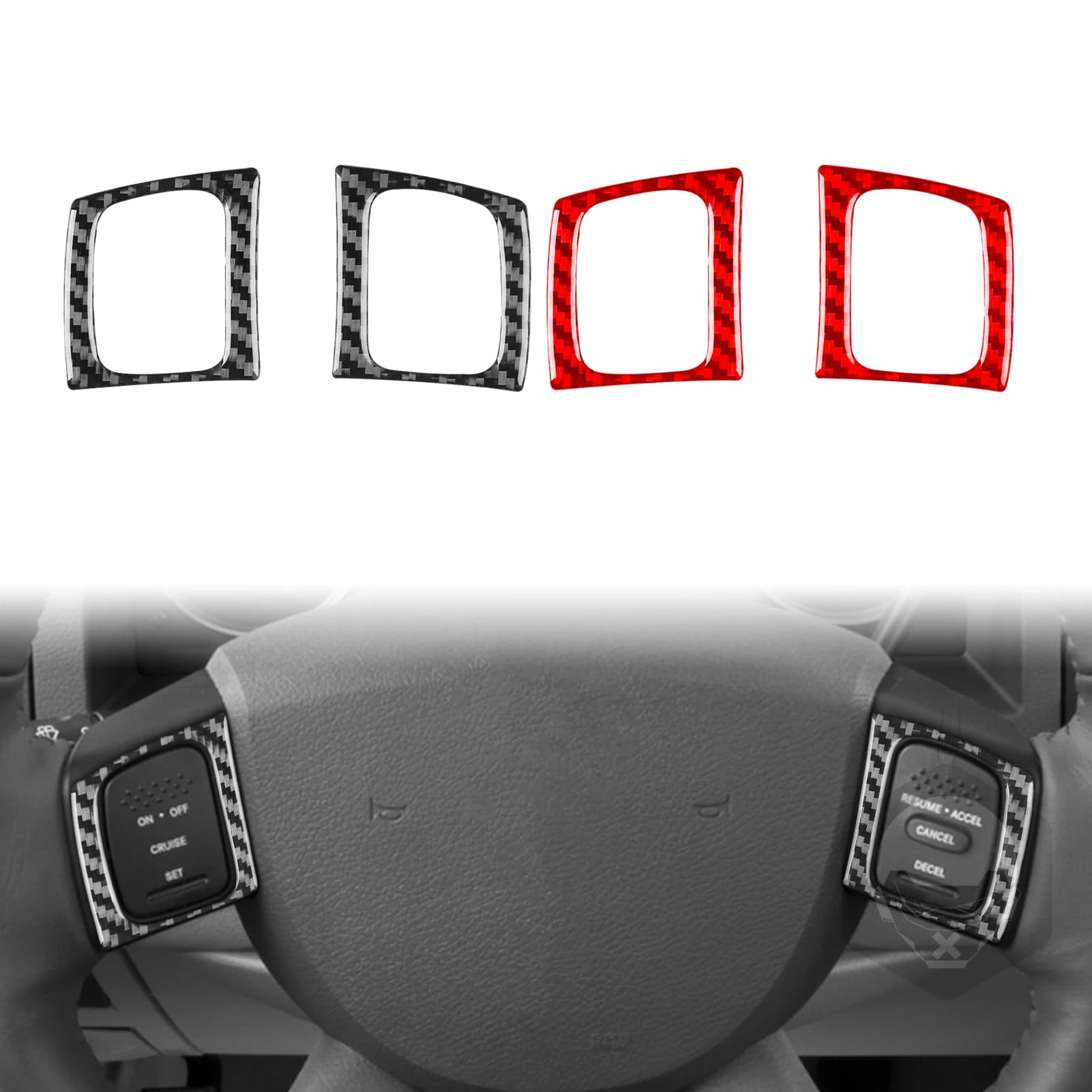 Per Dodge Durango 2004 2005 2006 2007 Accessori Interni auto in fibra di carbonio Volante Pulsante Telaio Trim Adesivo