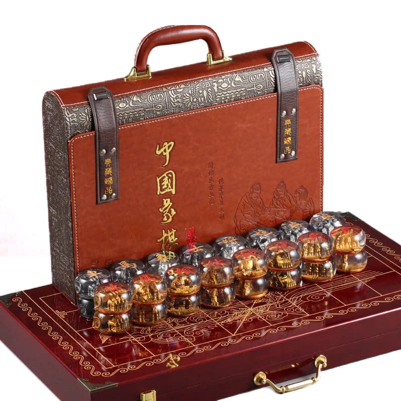 Set di scacchi cinesi giochi da tavolo di lusso incisione di cristallo artificiale scacchi festa di famiglia bambini adulti raccogliere regalo di compleanno
