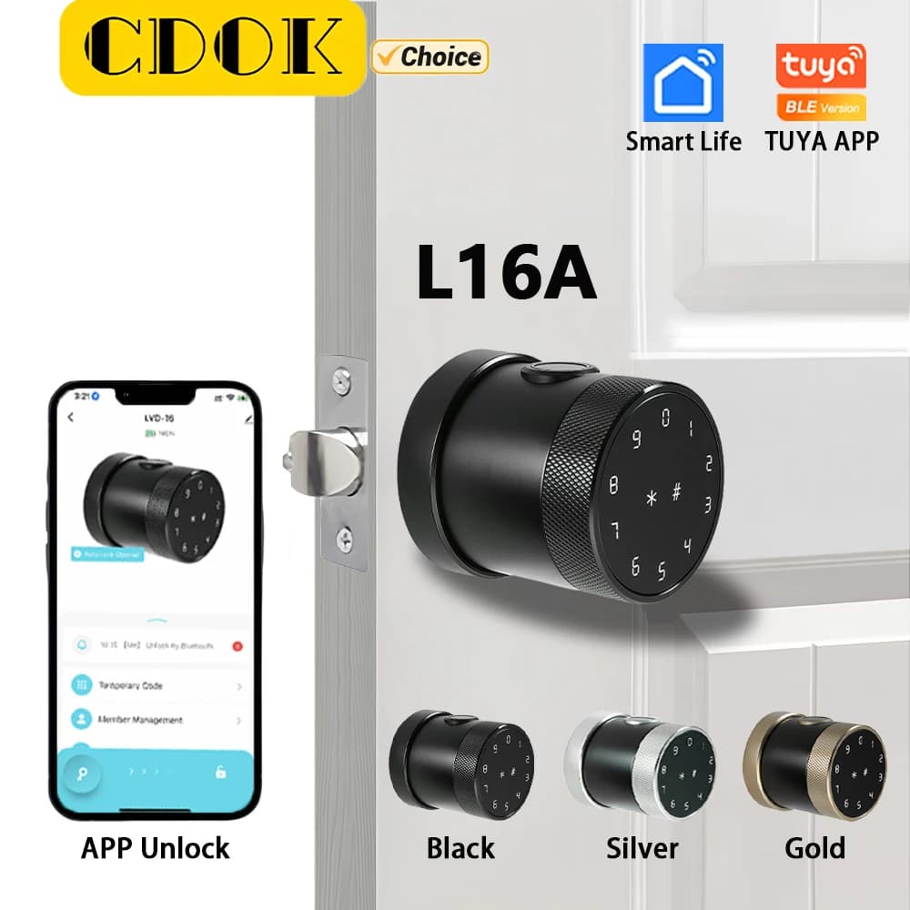 CDOK L16A Tuya Bluetooth Smart lock, serratura con impronta digitale, serratura con password, serratura