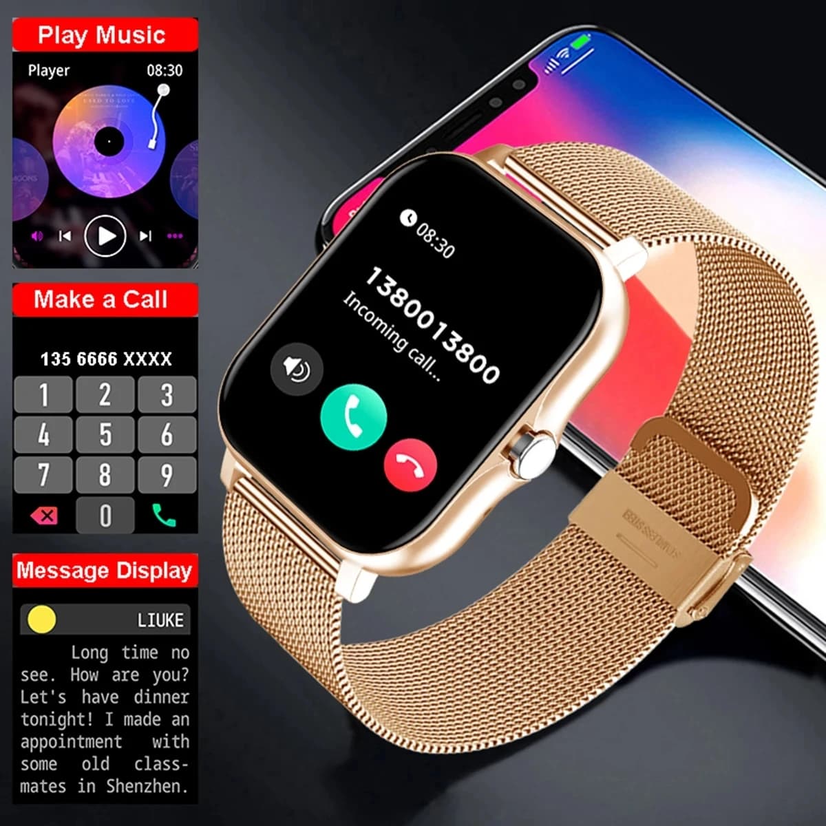 2025 Smart Watch 2.01'' Full Touch Amoled BT Call Sport Orologi impermeabili Frequenza cardiaca Pressione sanguigna SmartWatch per uomo Donna