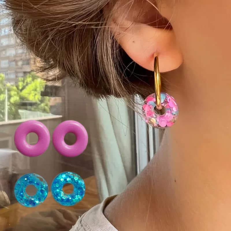 Set di Stampi in Silicone Multifunzionali per Creazione di Gioielli, Stampi per Pendenti a Forma di Cuore, Stella e Fiore per Orecchini in Resina