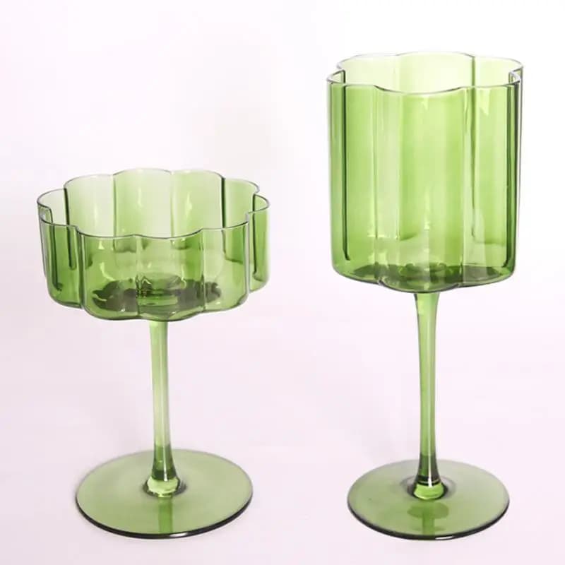 Calice da Champagne Creativo a Petalo, Bicchiere da Vino in Cristallo, Coppa da Cocktail a Stelo Alto, Coppa per Dessert e Sundae, Bicchiere da Vino dall'Alto Valore Estetico