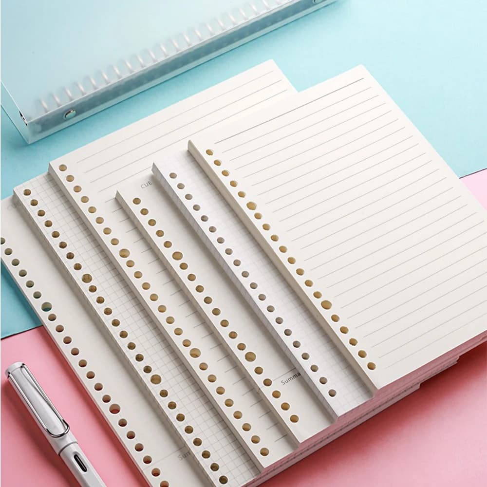 PLRBOK 50 fogli 100 pagine A5 B5 A4 raccoglitore di carta a fogli mobili pagine interne 20/26/30 fori accessori per ufficio cancelleria per notebook
