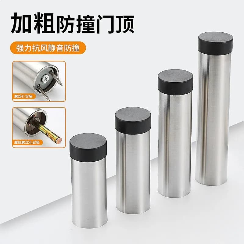 Stainless Steel Extra Long Thick Door Stopper Security Door Stop for Home Bathroom