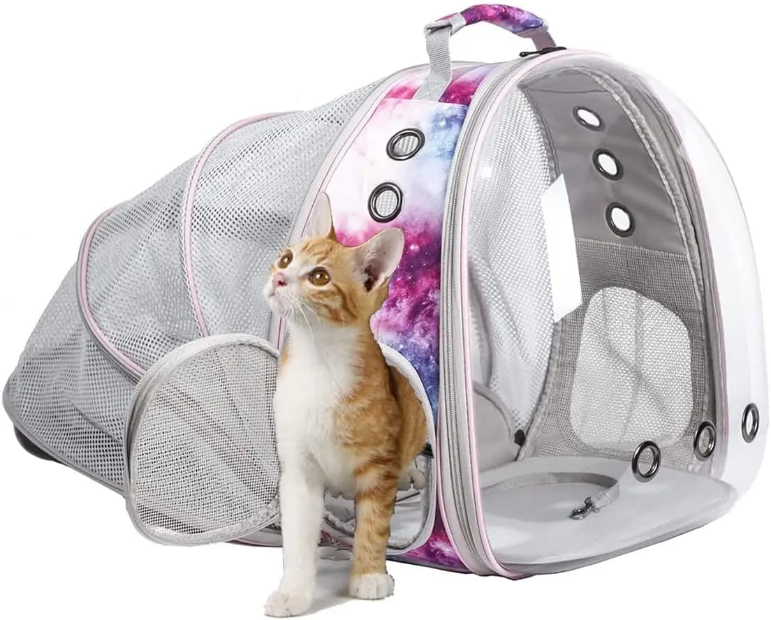 Zaino Trasportino Rosa Galaxy per Gattini, Adatto fino a 5,4 kg, Borsa Espandibile per Animali Domestici a Forma di Capsula Spaziale Astronauta per Trasportare Piccoli Animali