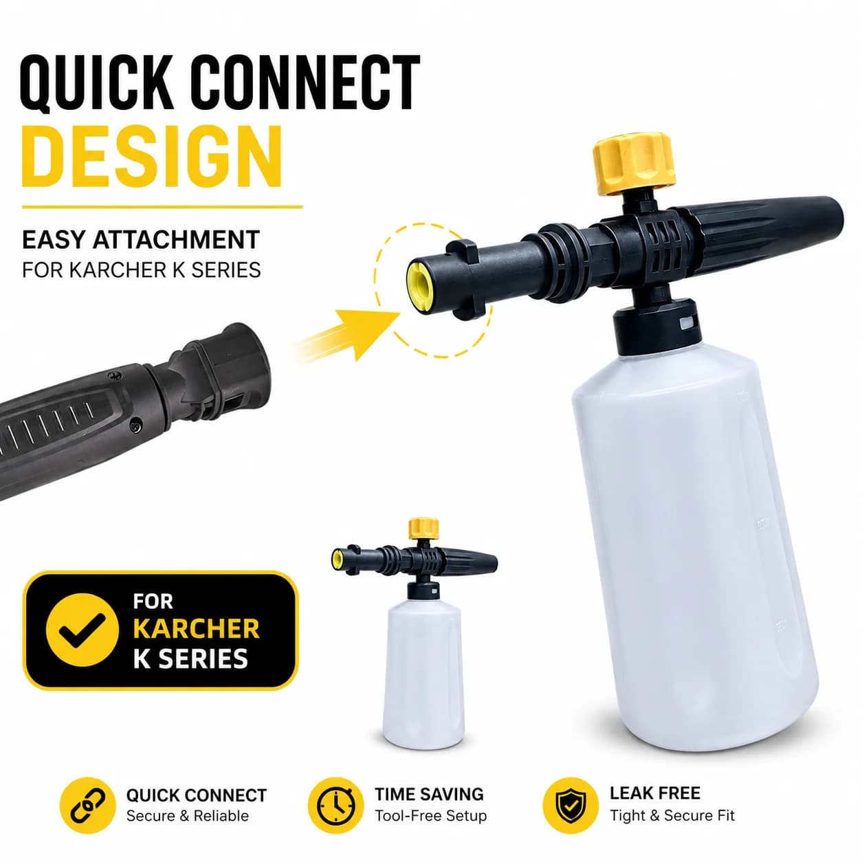 Foam Cannon for Karcher K2 K3 K4 K5 K6 K7 Pressure Washer, Snow Foam Lance Bottle Car Wash Soap Sprayer Kit
