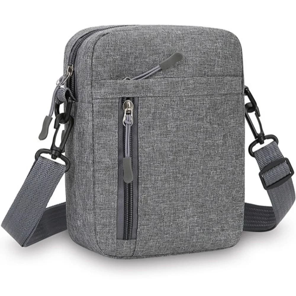 Borsa a tracolla da uomo in nylon moda Borsa semplice Borsa a tracolla multitasche in tinta unita con cerniera Borsa per telefono da viaggio leggera