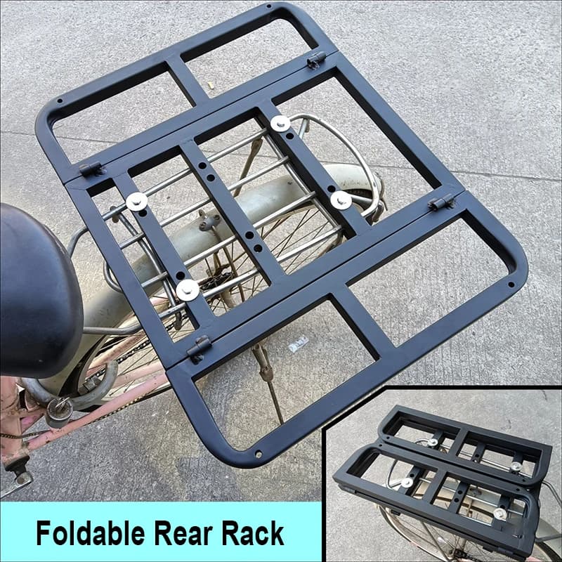 Portapacchi posteriore pieghevole per moto Portapacchi posteriore per scooter per bici I ripiani fissi possono ospitare scatole da asporto e animali domestici