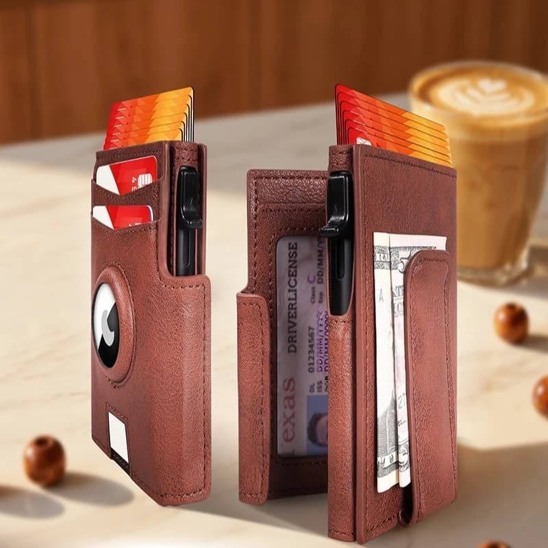 XZAN Wallet for Apple Airtag Locator Protective Aluminum Alloy RFID Multifunctional Men's Magnetic Card Bag Card Holder Purse