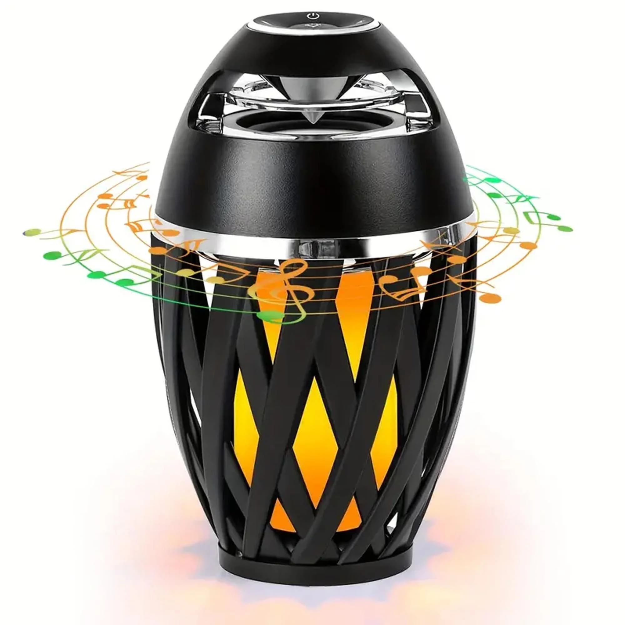 Altoparlante portatile Bluetooth 5.0 con fiamma con torcia a LED 5W Bass Sound 2000mAh Batteria IPX5 impermeabile per campeggio all'aperto Festa in casa