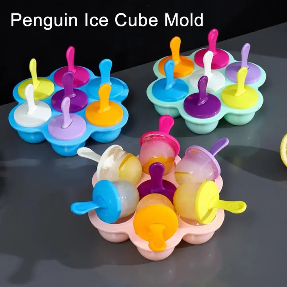 Stampo per ghiaccioli con coperchio, in plastica alimentare, a forma di pinguino, vassoio per ghiaccio, produttore di ghiaccio efficiente, facile da rilasciare, adatto al congelatore, per cucina, bar, bevande