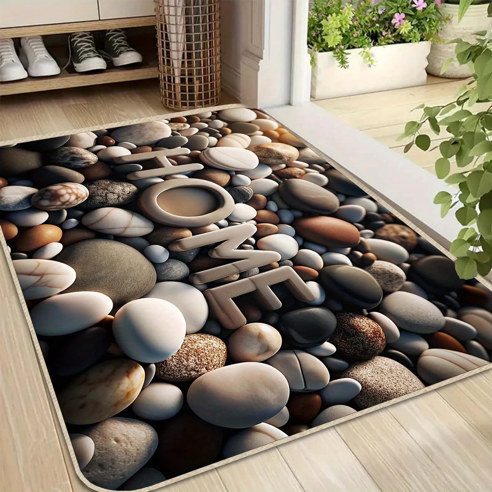 1PC HD Pebble Pattern Door Mats Kitchen Mats Anti-slip Pop arts design Bedroom Carpets Bathroom Mats House Mat Laundry Decor