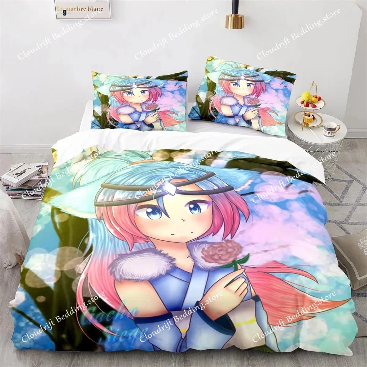 Set copripiumino Gacha Life Academia Anime con fodere per cuscini, set biancheria da letto in poliestere per ragazzi e bambini, letto matrimoniale, queen size, king size