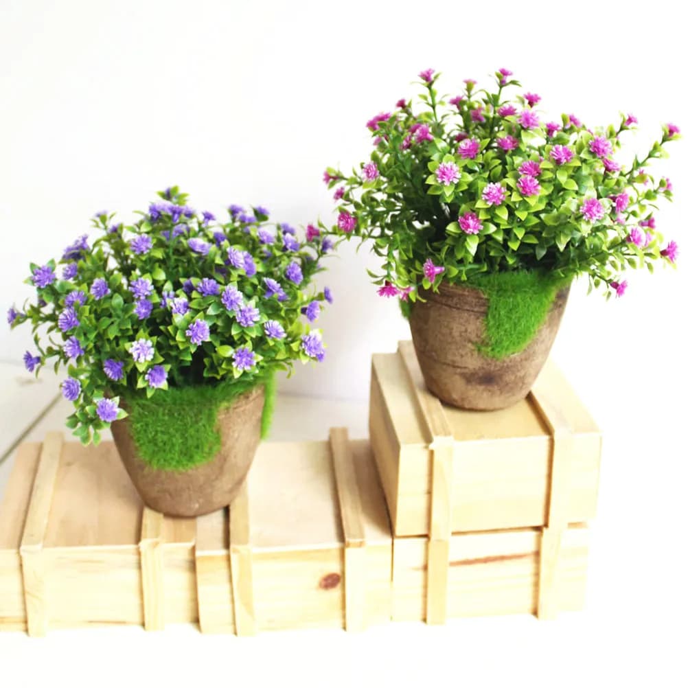 Artificial bonsai plants, simulated purple flowers, home decoration, office, desk, interior decoration, small plastic plants