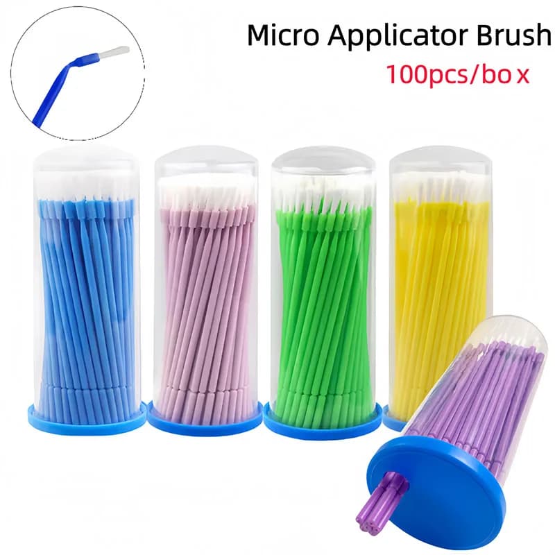 100 pcs Dentale Micro Brushes Use And Drop Head Long Leg Foldable Brush Dentist Whitening Of Oral Tooths Consumption Tools