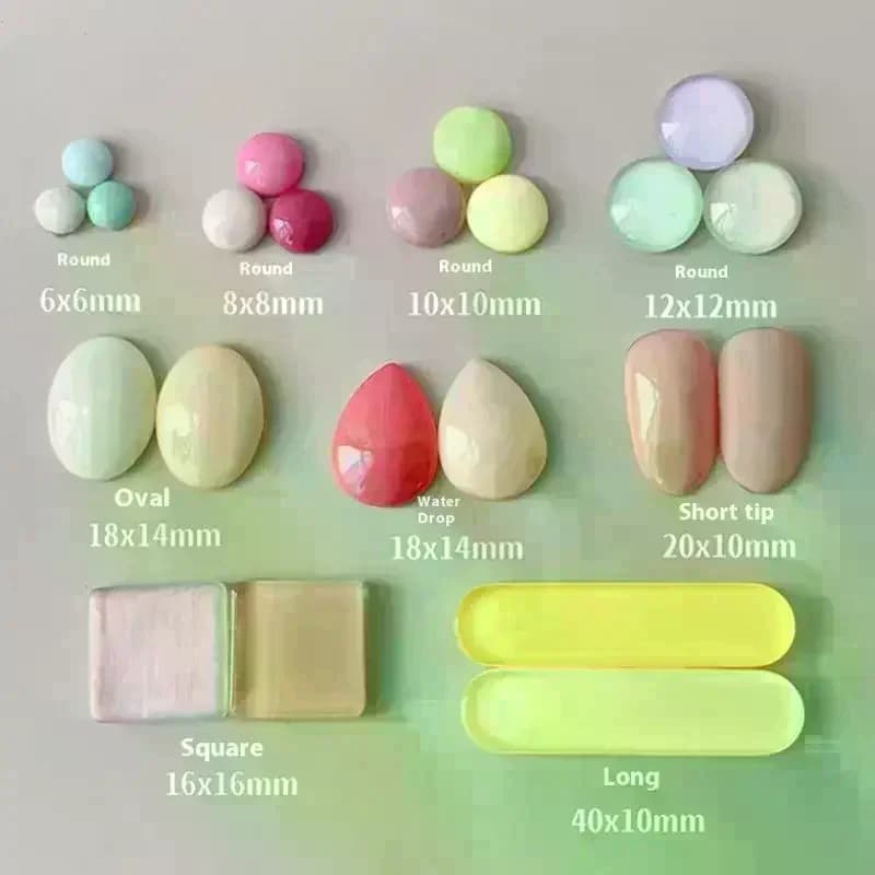 Mini Glass Color Card Manicure Bean Color Card Nail Polish Glue Plate Nail Polish High Transparent 3D Round Bead Manicure Tool