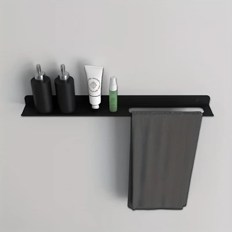 Mensola da Bagno Moderna in Metallo da Parete con Porta Asciugamani - Scaffale Salvaspazio in Ferro Resistente, Ripiano Multifunzionale