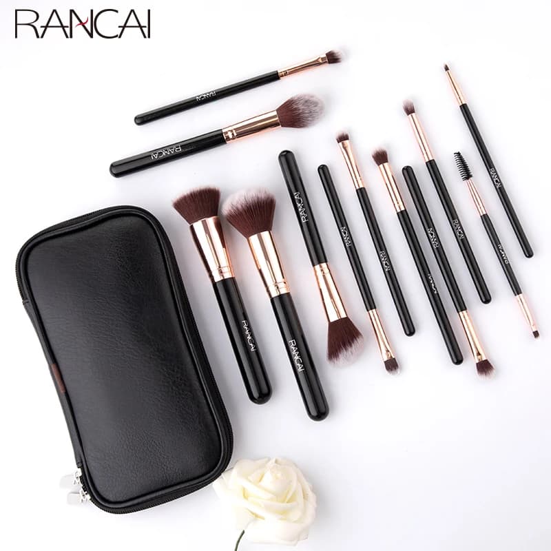 New set of black 12-piece cylinder makeup brushes black gold shading brushes multifunctional makeup tools