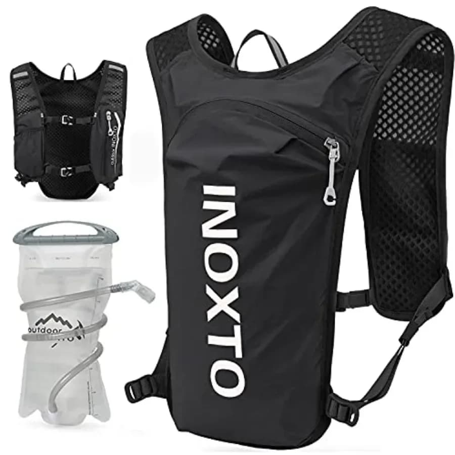Zaino/Gilet Idratazione INOXTO per Corsa, Leggero e Isolato con Sacca d'Acqua da 1.5L, Daypack per Escursionismo e Trail Running