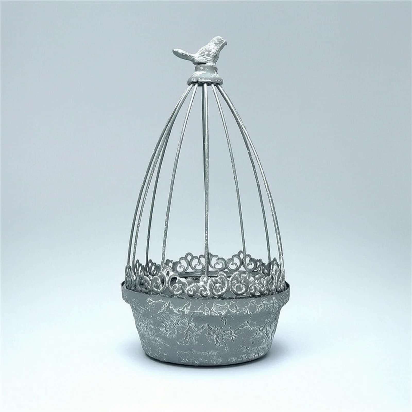 Birdcage Planter Vintage-Style Birdcage Plant Holder Planter with Bird Ornament Distressed Flower Pot with Latch Lock Closure
