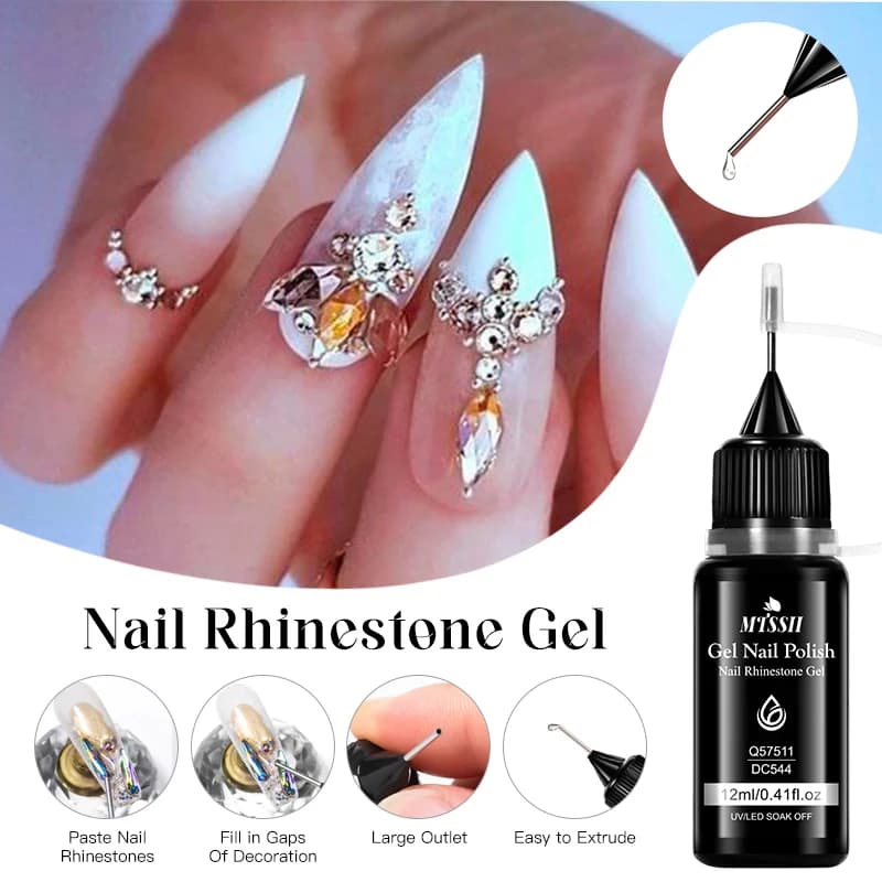 1/2 pz 12 ml Nail Strass Gel Smalto Per Unghie Super Forte Colla Strass Per Unghie Fascino 3D Unghie Bling Decorazione Gemme FAI DA TE