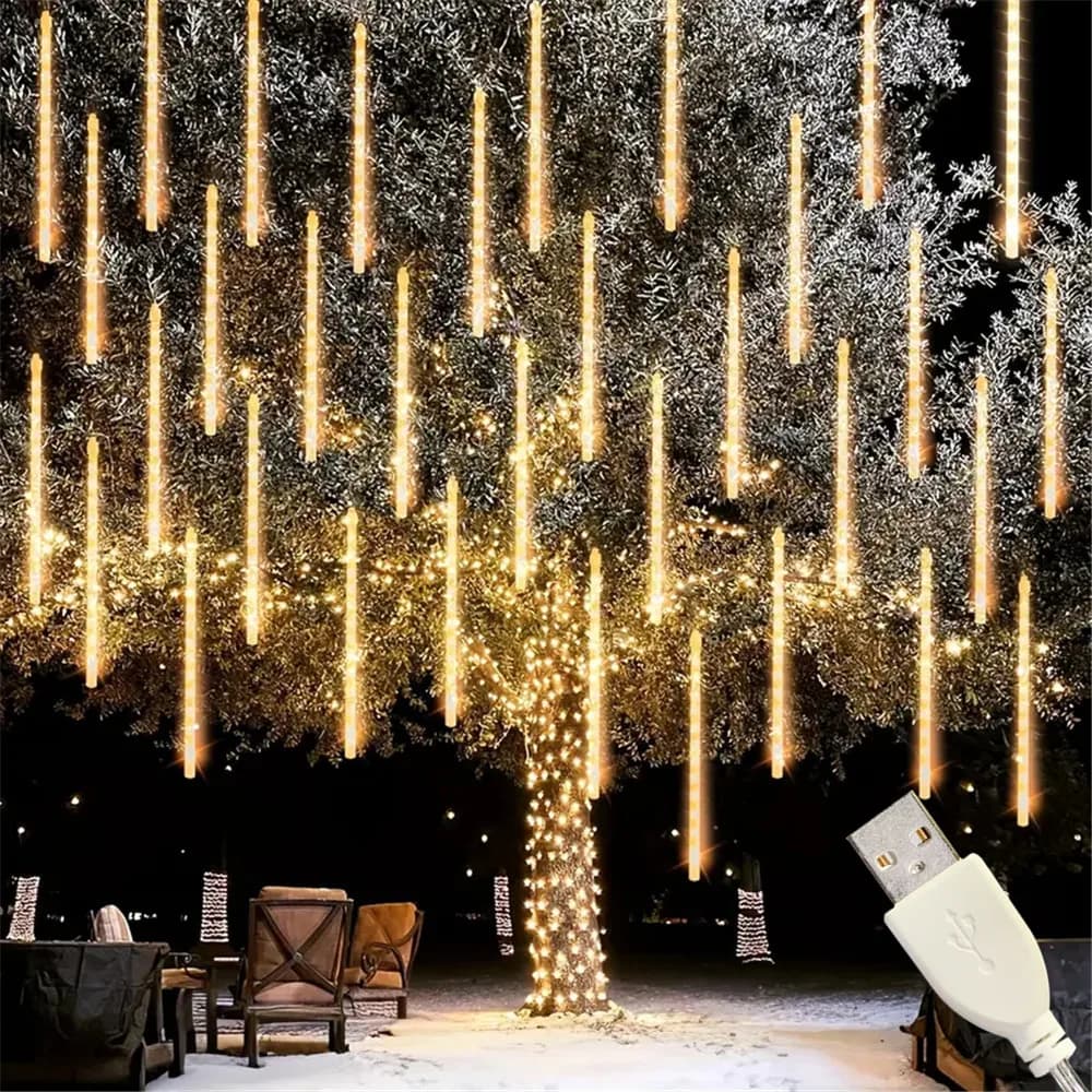 Luci a Cascata USB EID Mubarak, Catena di Luci LED 30/50cm, Decorazioni per Giardino, Albero, Matrimonio, Festa, 8 Tubi