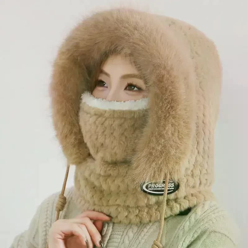 Simple Bicycle Windproof cap in solid color warm neck thickened ear protection hat keep warm set of winter hats windproof