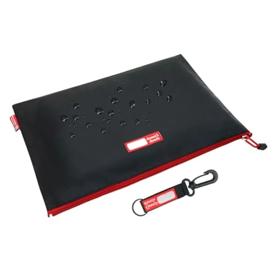 Borsa Organizer per Documenti Importanti in Plastica Resistente con Cerniera, 16 x 11 Pollici, Nero, Impermeabile