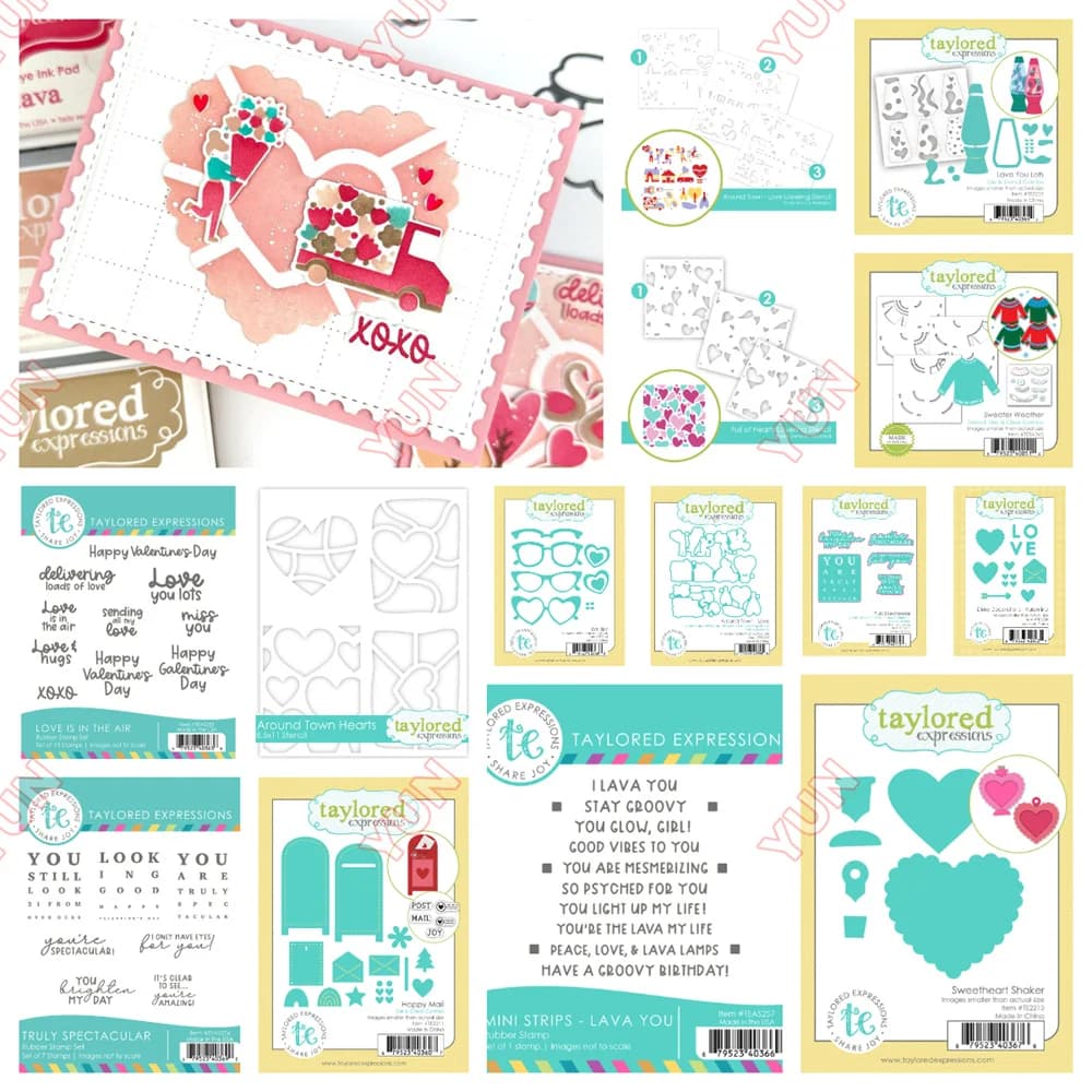 New 2025 Valentine Happy Mail Die & Clear Stamp Combo Love Hearts Layering Stencil Dinky Die Set DIY Gift Scrapbooking Card Make