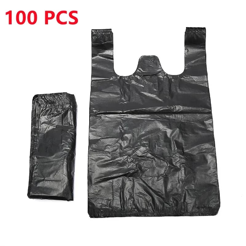 100 pcs black plastic shopping bag Vest storage bag Shopping bag for supermarket thickened kitchen waste storage bag
