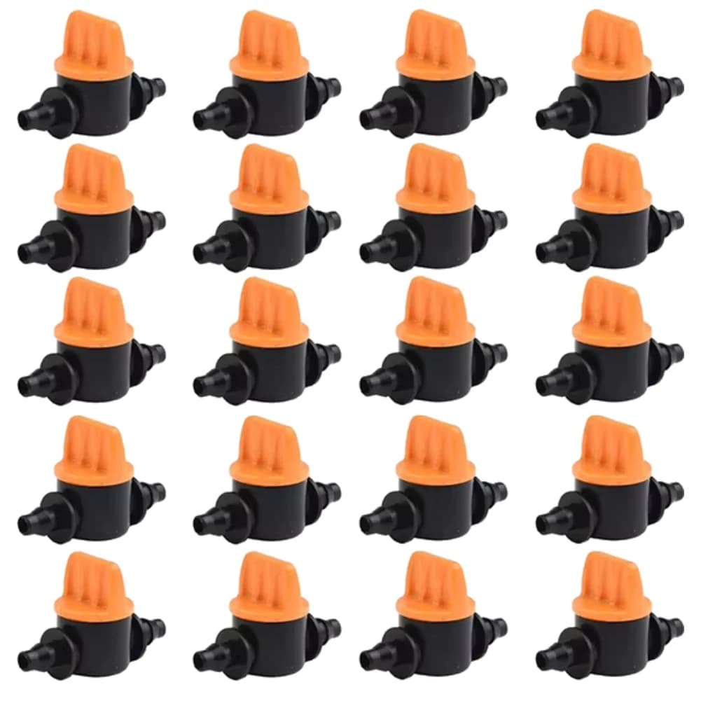Valvole di controllo da 20 pezzi Mini valvola per tubo da 4/7 mm Valvola di controllo del flusso d'acqua spinata per irrigazione Diametro interno Tubo da 4 mm
