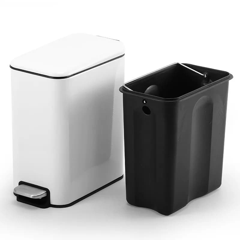 Cestino per Rifiuti da Bagno da 5L con Coperchio, Pattumiera a Pedale in Acciaio Inox 410, Cestino Metallico Stretto, Contenitore per Rifiuti da Toilette
