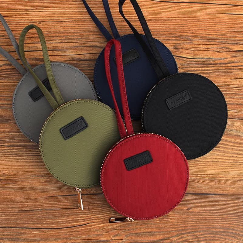 Portamonete Originale in Tessuto di Nylon, Carino Portamonete Rotondo, Semplice e Artistico, Borsa da Donna alla Moda in Tessuto Oxford con Cerniera