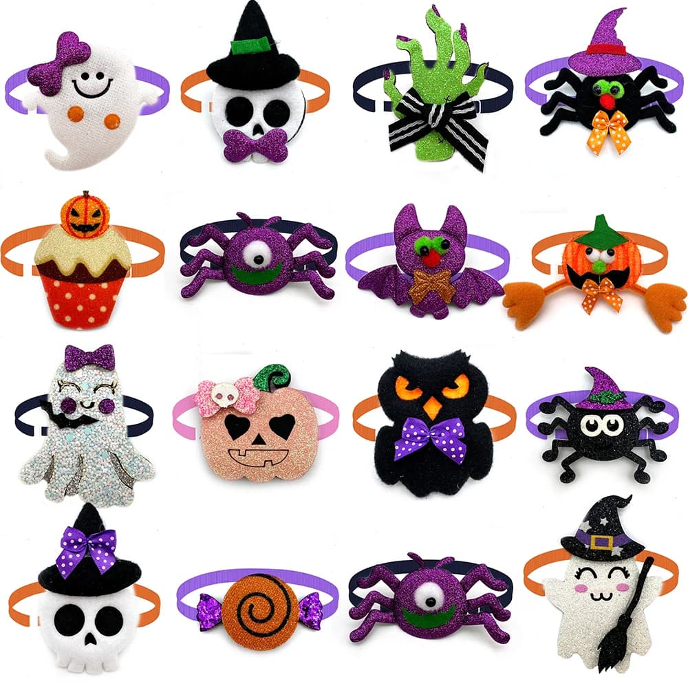 50/100pcs Halloween Moda Pet Dog Grooming Bowtie Zucca Fantasma Stile Piccolo Cane Gatto Papillon Cravatta per Cani Decorazione di Animali Domestici