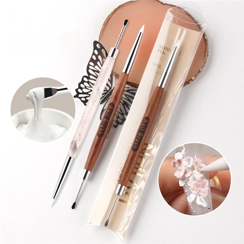 1/2 pezzi doppia testa pennello per nail art spatola in silicone poli penna gel per unghie manicure punta estensione acrilico costruttore accessorio asta strumento