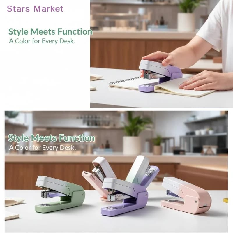 New 360 Degree Rotatable Stapler With Gradient Color Comfortable Grip Perfect For School Office Students Daily Document Binding