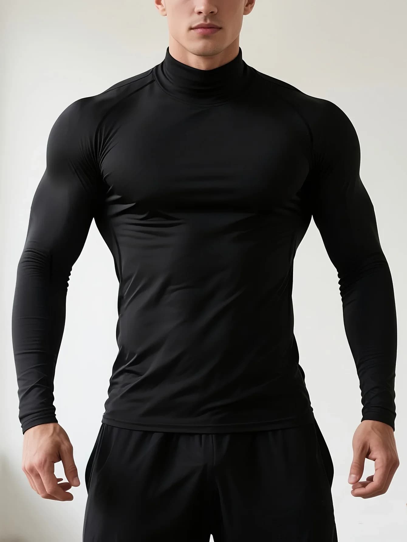 Camicia da uomo a maniche lunghe attillata in pile, ad asciugatura rapida e traspirante, altamente elastica e calda, per esercitarsi più comoda