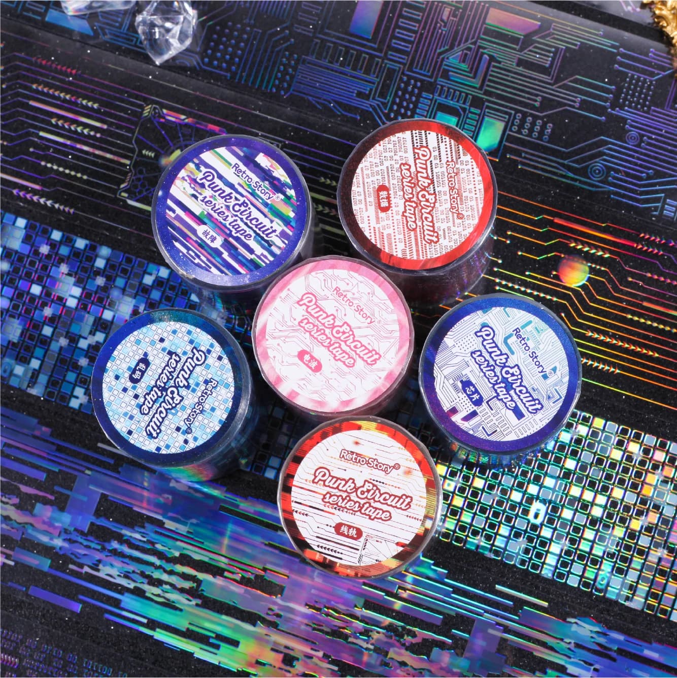1 pz/1 lotto Nastri adesivi decorativi circuito punk Diario spazzatura Adesivi per scrapbooking per mascheratura giapponese