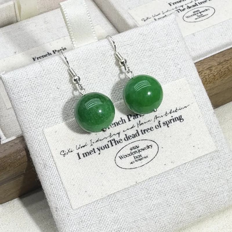 New Natural Green Earrings, Earrings with Green Beads, Classics.