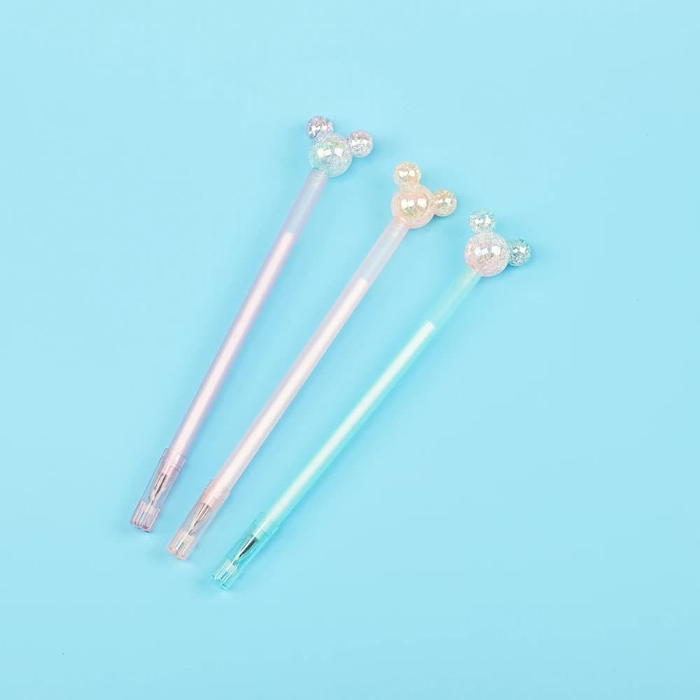 3 pezzi carino Kawaii Mickey Glitter creativo forniture per ufficio scolastico penna gel novità manico Corea dolce piuttosto adorabile cancelleria
