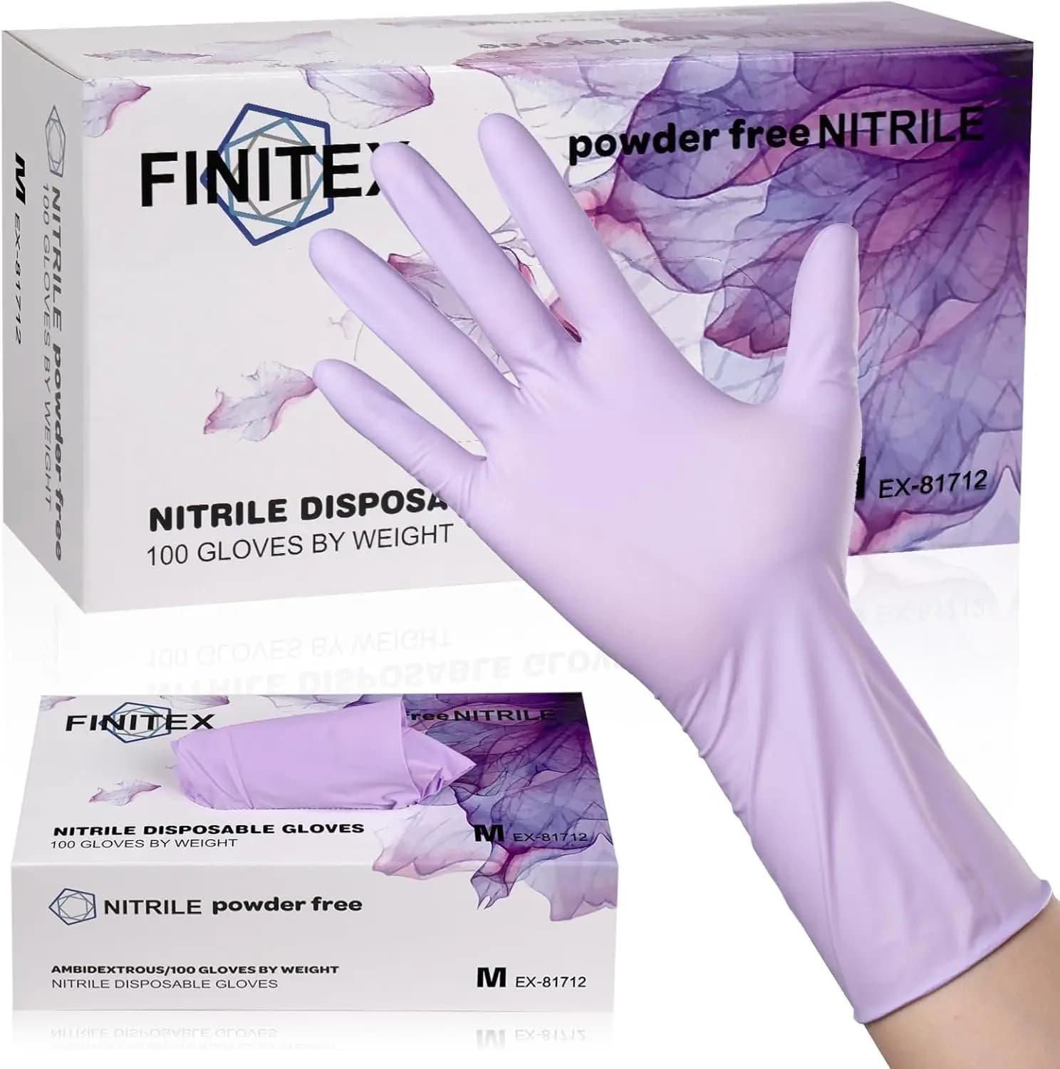 Guanti Monouso in Nitrile Viola 5mil - 100 Pezzi Senza Lattice Senza Polvere 12 Pollici per Pulizie Esami Medici Alimenti