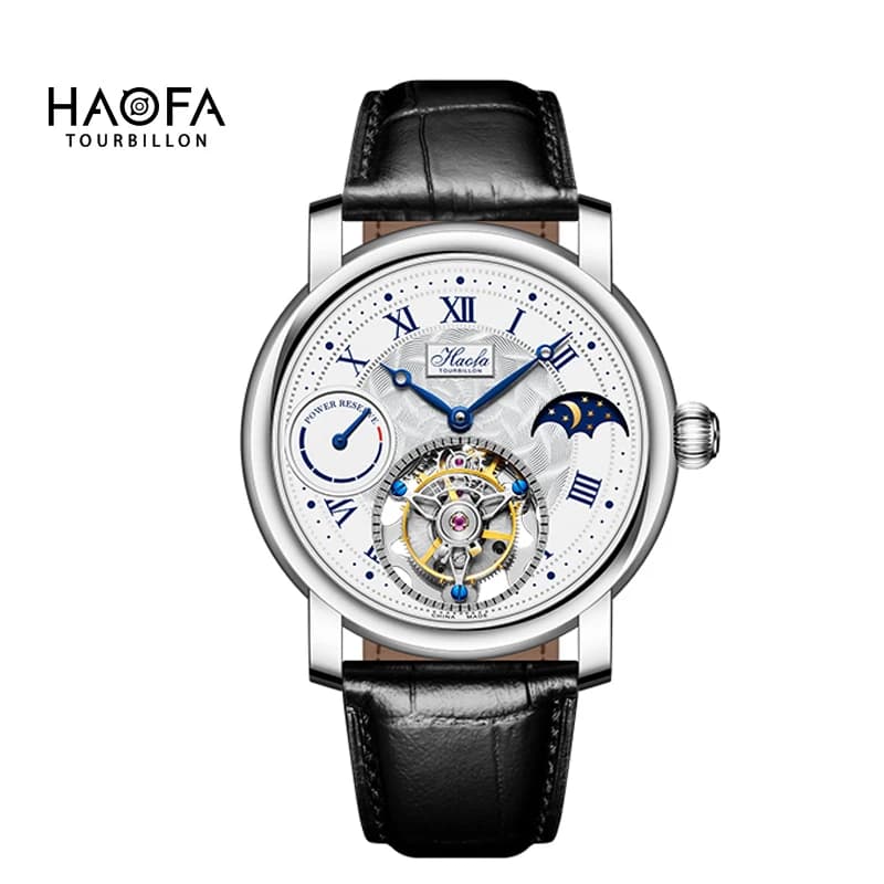 Haofa Luxury Tourbillon Watch for Men Mechanical Sapphire Manual Tourbillon Moonphase Wristwatches Skeleton Watch Fashion 1016