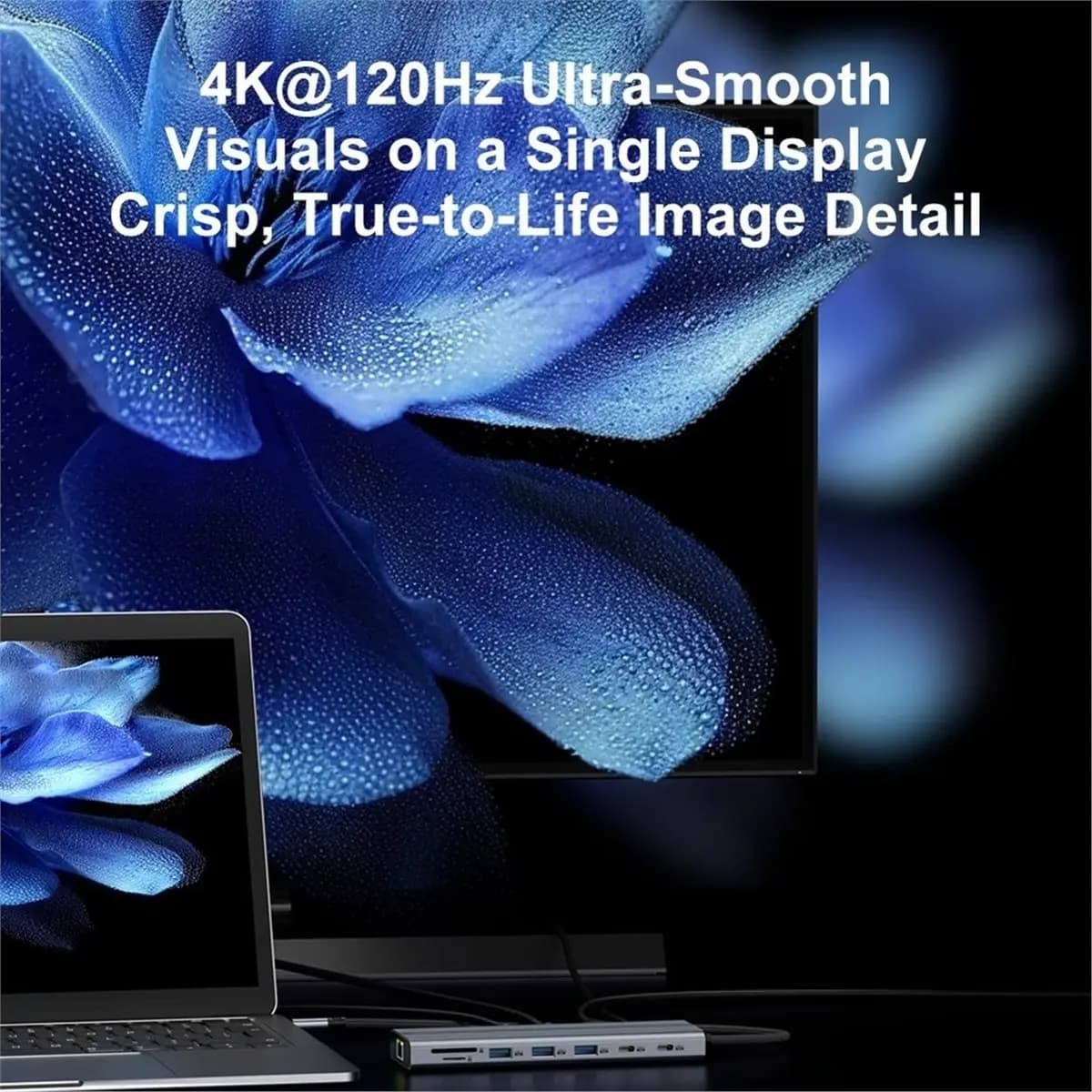 14-in-1 4K 120Hz USB C Docking Station Quad Display Hub Dual -Compatible with Triple Extended Display