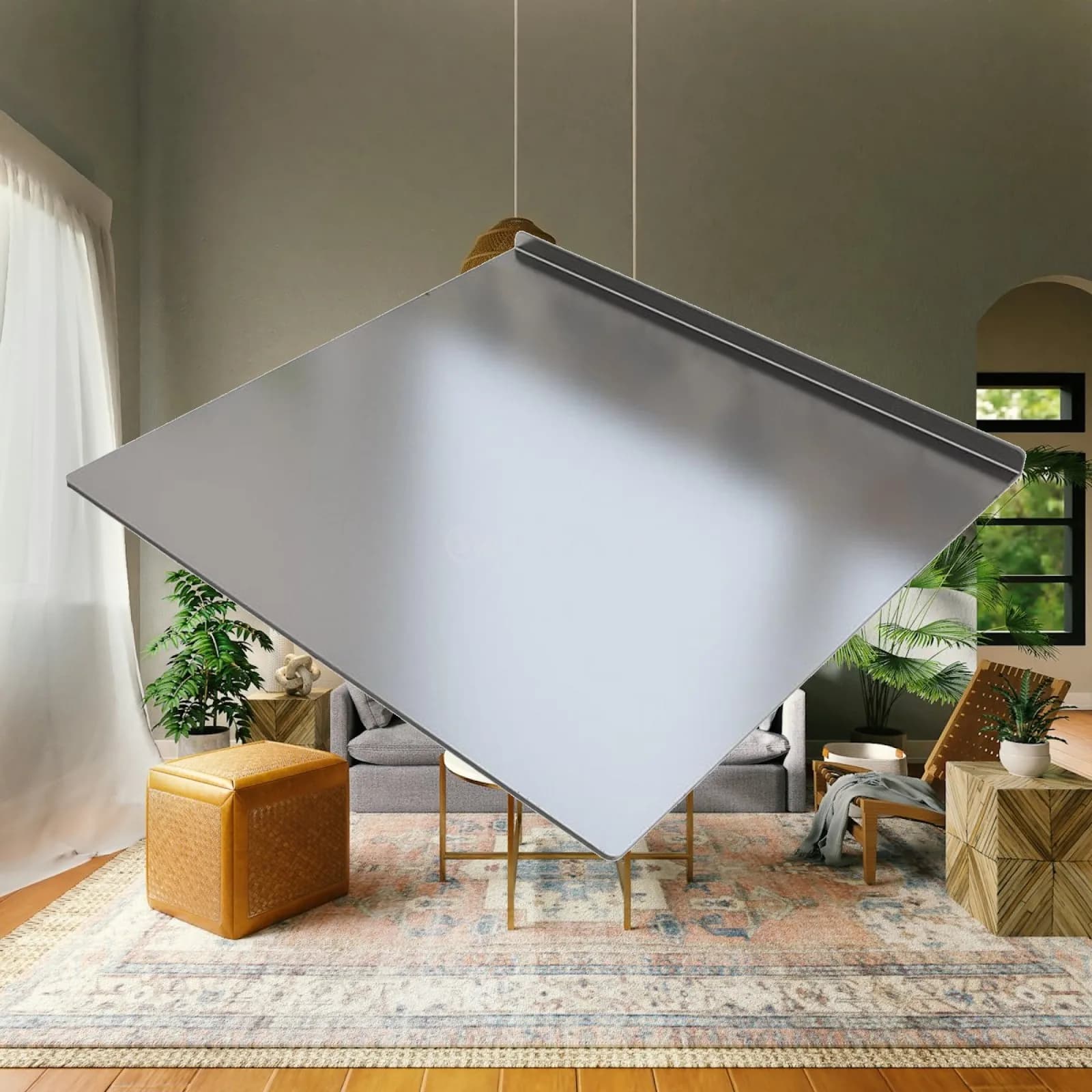 Stainless Steel Pastry Board Kneading Rolling Bread Board Sturdy Heavy Cutting Board for Kitchen Kneading Board Noodle Board