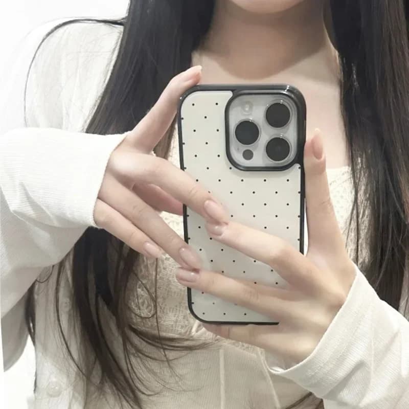 Custodia in stile coreano INS Girly Small Polka Dot per iPhone 11 12 13 14 15 16 17Pro Max Plus AIR Series custodia per telefono in tpu trasparente