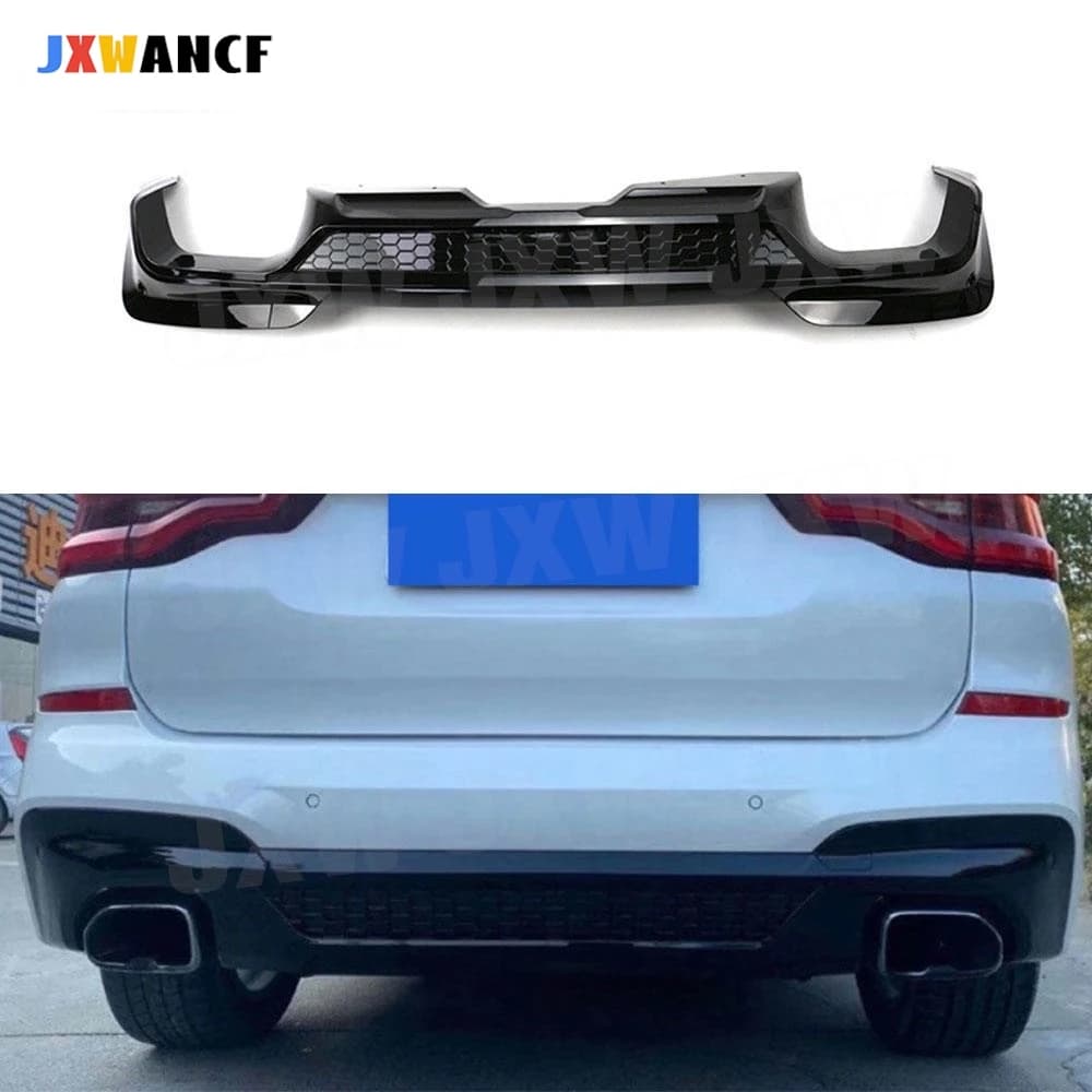 JXWANCF Carbon Look ABS OO-OO Labbro del paraurti posteriore per BMW X3 G01 M Sport 2018 - 2021 Nero lucido Diffusore posteriore Labbro del paraurti