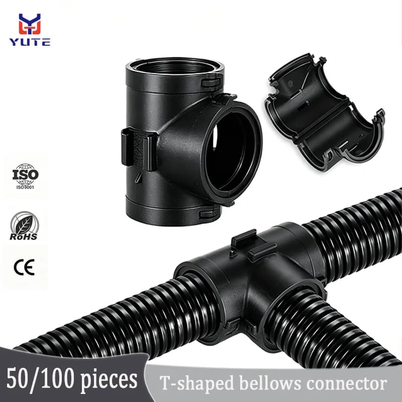T-Shaped Three-Way Plastic Hose Joint Open Car Wiring Harness Tie Equal Diameter Shunt Cable for Automotive