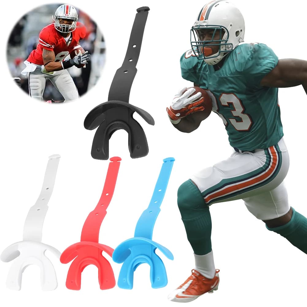 Football Paraders with Strap Soccer Mouth Snap Double Layer Football Parade Mouth Protection for Rugby Hockey Basket