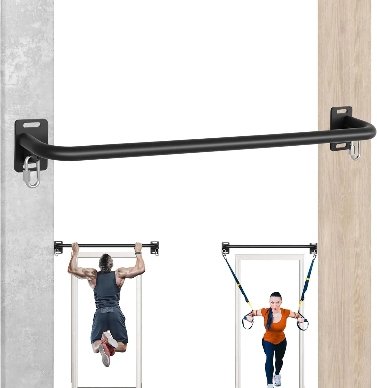 36" Heavy Duty Pull Up Bar Wall/Joist Mounted, 600 LB Capacity, Multi-Grip Bar for Garage & basement rafter Use - All-in-One Wor