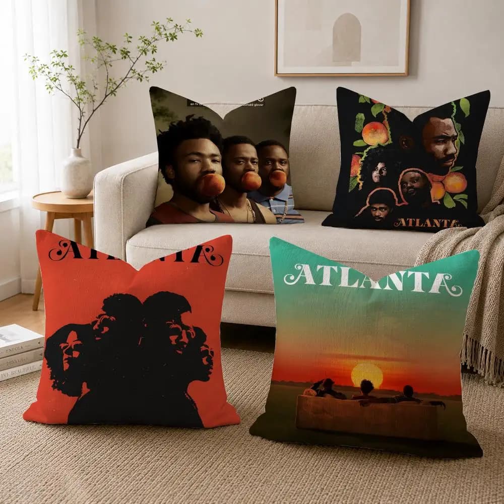 A-Atlanta Fodera per cuscino in lino stampata su entrambi i lati, fodera per cuscino da divano, decorazioni per la casa in stile nordico